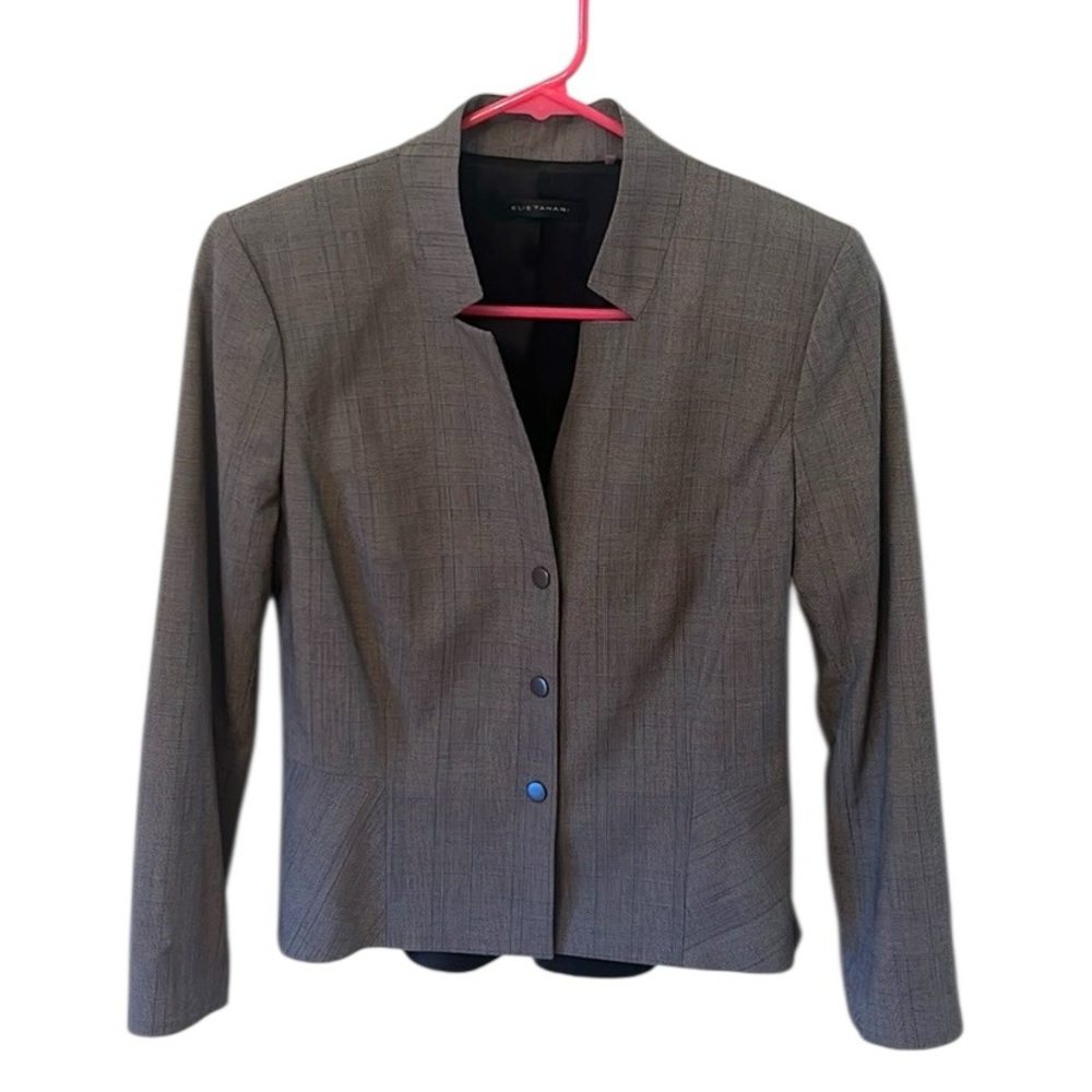 Ellie Tahari Plaid Long Sleeve Snap Blazer Jacket Women’s Size 6